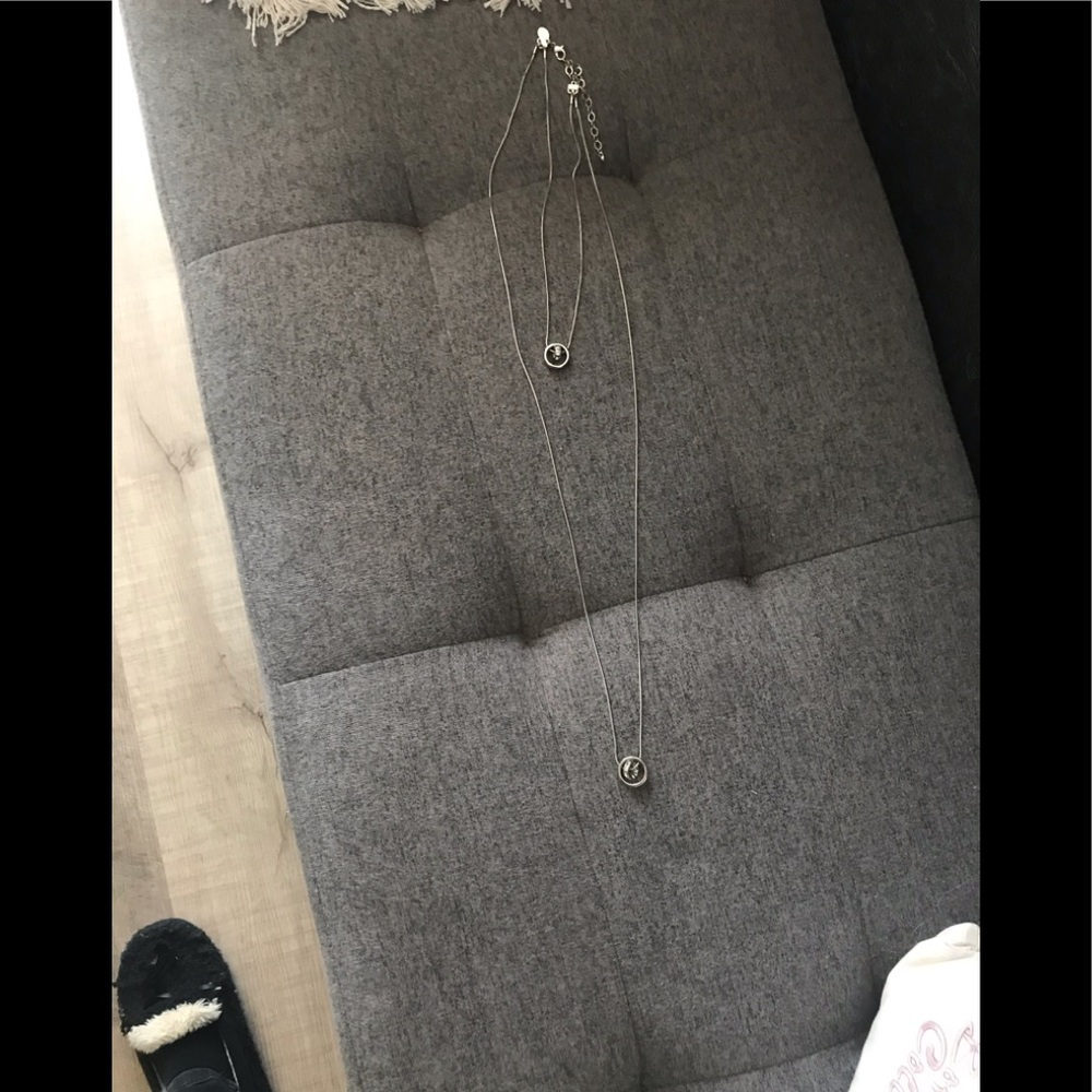 Express double chain circle in circle silver adjustable necklace - Picture 6 of 9